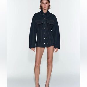 Zara Cinched Waist Denim Jacket